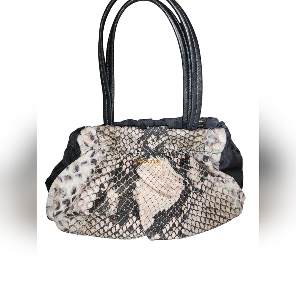 Prada Python Print Nylon Crossbody Handbag - image 1